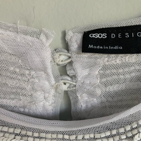 ASOS DESIGN sequin top with geo pattern in white - Picture 3 of 8